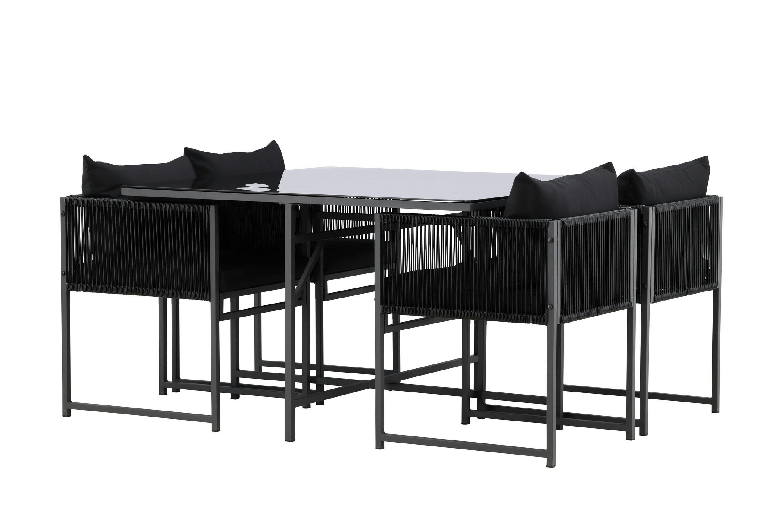 Gardenson Gartentischgruppe Schwarz 120x73x120 cm