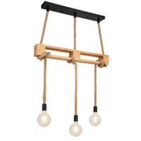 HÄNGELEUCHTE 83/10/120 cm   - Schwarz/Braun, Natur, Naturmaterialien/Holz (83/10/120cm) - Globo