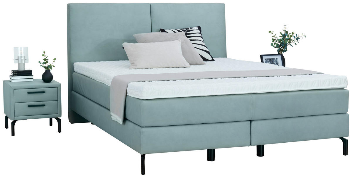 BOXSPRINGBETT 160/200 cm  in Jadegrün  - Jadegrün/Schwarz, Konventionell, Textil/Metall (160/200cm) - Dieter Knoll