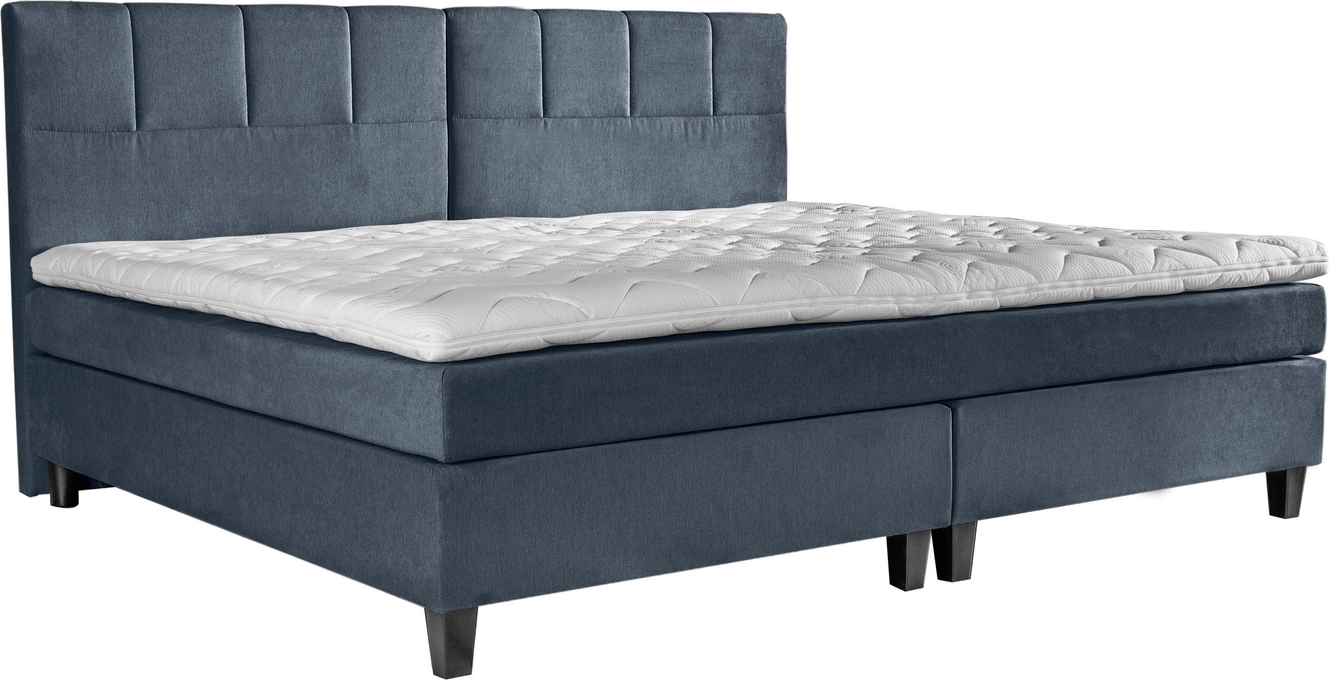 BOXSPRINGBETT 240/200 cm,  in Blaugrau, Matratze, Topper, H2 + H2 = mittel  - Wengefarben/Blaugrau, Trend, Holz/Textil (240/200cm) - Esposa
