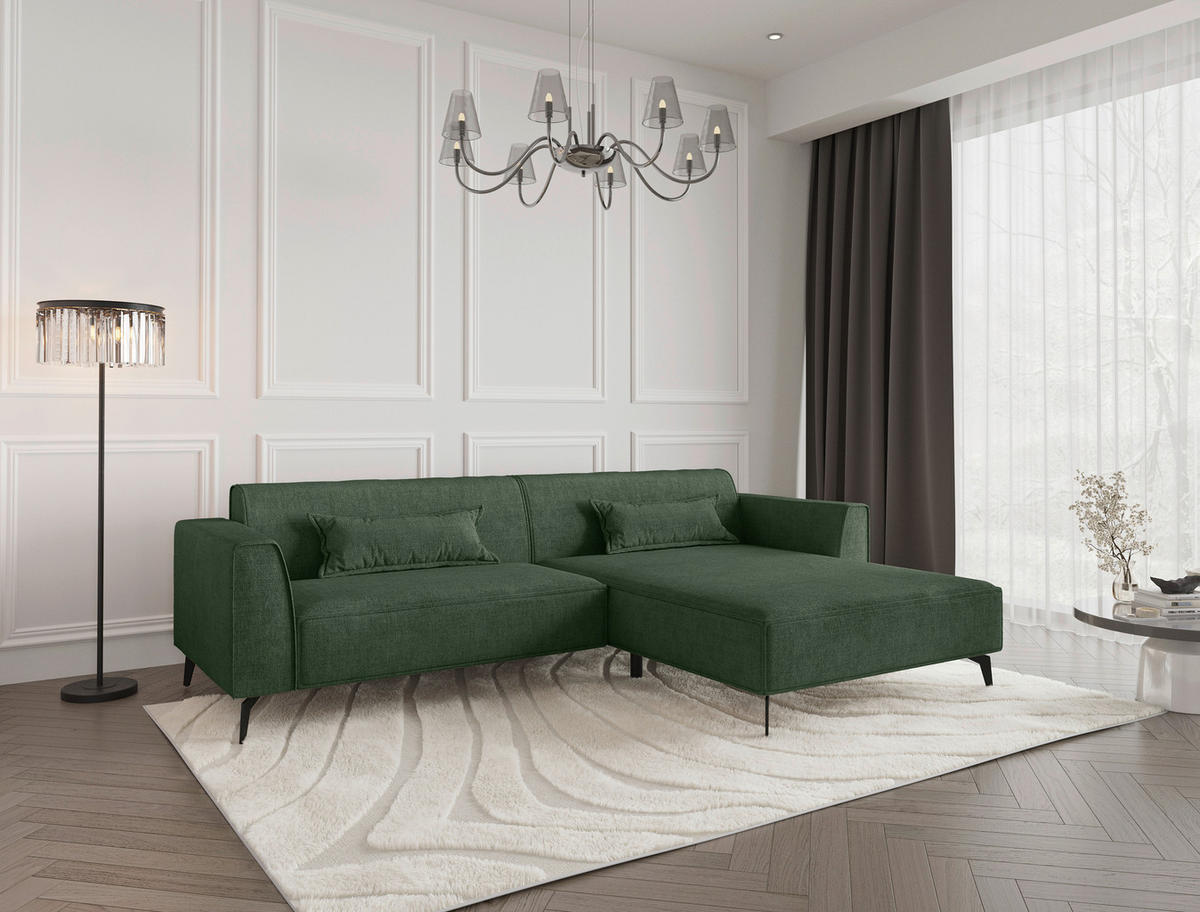 ECKSOFA Chenille Grün  - Schwarz/Grün, Modern, Textil/Metall (300/192cm) - Carryhome