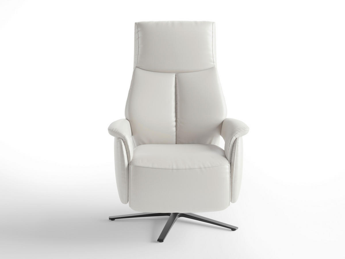 RELAXSESSEL Leder Weiss  - Weiss/Schwarz, Basics, Leder/Metall (75/110/85cm) - Sit & More