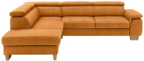 ECKSOFA in Mikrofaser Orange  - Eichefarben/Beige, Natur, Holz/Textil (226/273cm) - Beldomo System