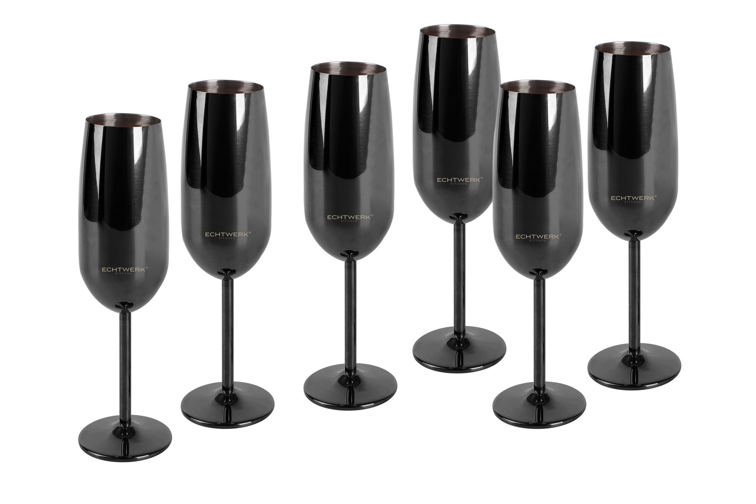 GLÄSERSET 6-teilig - Schwarz, Trend, Metall (22,5cm) - Echtwerk