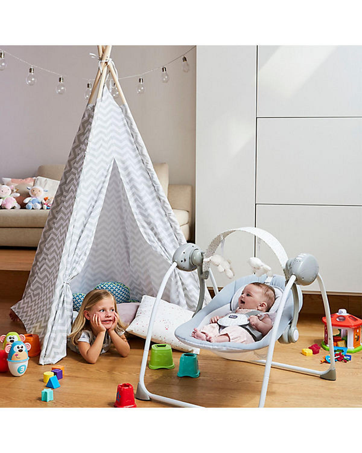 SCHAUKELWIPPE RELAX & PLAY   - Hellgrau, Basics, Textil/Metall (56/60/65cm) - Chicco