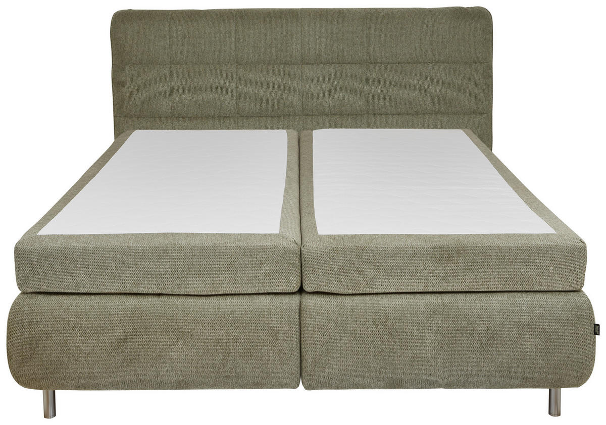 BOXSPRING-ÁGY 160/200 cm  világoszöld  - alumínium színű/világoszöld, Konventionell, textil/fém (160/200cm) - Dieter Knoll