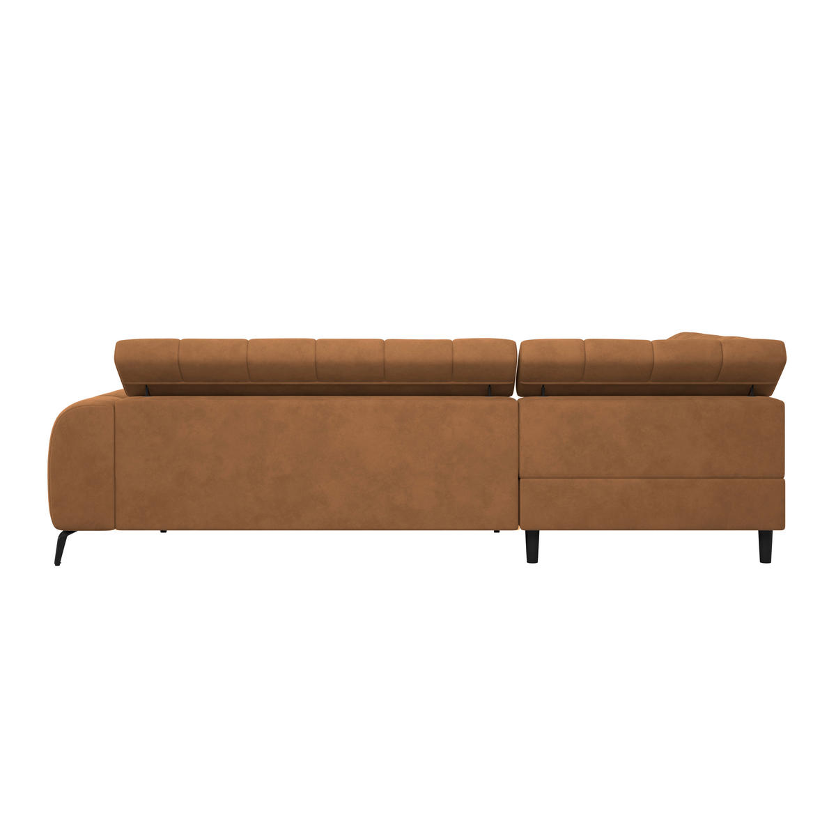 ECKSOFA Cognac Bettkasten, Rücken echt, Kopfteilverstellung  - Cognac/Schwarz, Trend, Kunststoff/Textil (203/261cm) - Livetastic