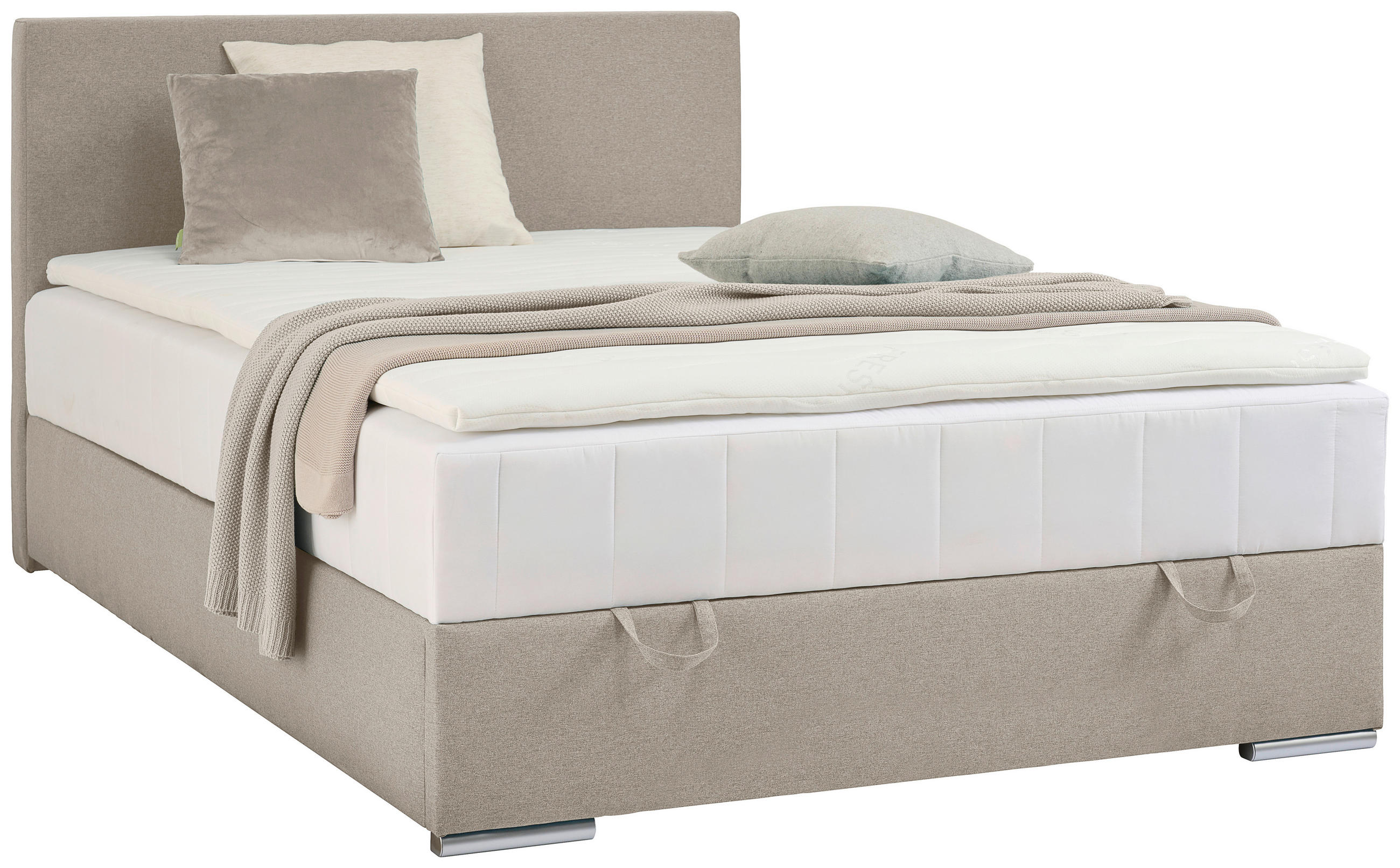 BOXBETT 90/200 cm  in Sandfarben  - Sandfarben/Chromfarben, KONVENTIONELL, Kunststoff/Textil (90/200cm) - Carryhome