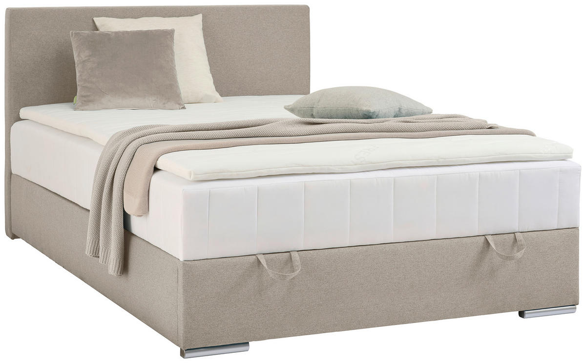 BOXBETT 90/200 cm  in Sandfarben  - Sandfarben/Chromfarben, Konventionell, Kunststoff/Textil (90/200cm) - Carryhome