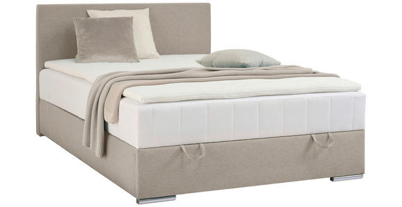 BOXBETT 90/200 cm  in Sandfarben  - Sandfarben/Chromfarben, KONVENTIONELL, Kunststoff/Textil (90/200cm) - Carryhome