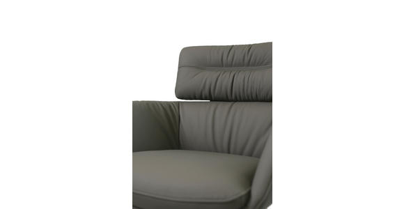 ARMLEHNSTUHL  Lederauswahl, Wippfunktion, Sitzfläche 360° drehbar  Echtleder  - Dunkelgrau/Schwarz, Design, Leder/Metall (62/92/66cm) - Dieter Knoll