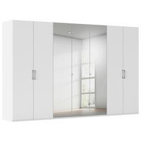 DREHTÜRENSCHRANK 350/235/61 cm,  in Weiß, 7-türig  - Chromfarben/Edelstahlfarben, Basics, Glas/Holzwerkstoff (350/235/61cm) - Novel