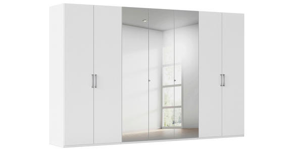 DREHTÜRENSCHRANK 350/235/61 cm,  in Weiß, 7-türig  - Chromfarben/Edelstahlfarben, Basics, Glas/Holzwerkstoff (350/235/61cm) - Novel