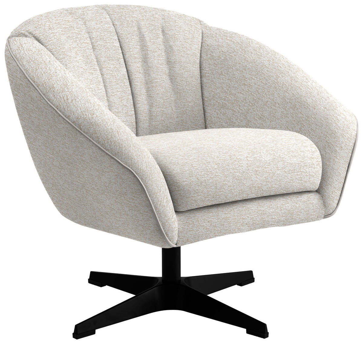 SESSEL in Webstoff Creme  - Creme/Schwarz, Design, Textil/Metall (80/78/80cm) - Stylife