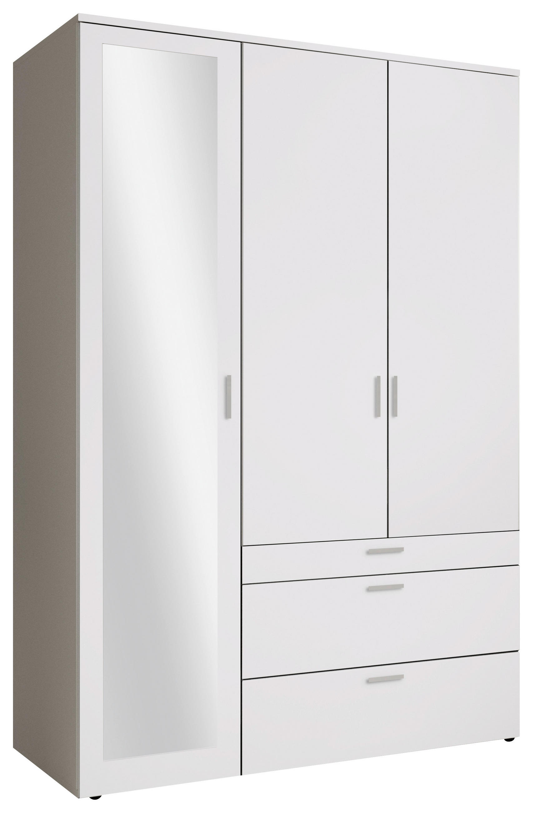 OMARA S KLASIČNIMI VRATI, bela  - bela/barve aluminija, Moderno, umetna masa/steklo (135/195/56cm) - Livetastic