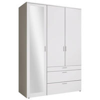 OMARA S KLASIČNIMI VRATI, bela  - bela/barve aluminija, Moderno, umetna masa/steklo (135/195/56cm) - Livetastic
