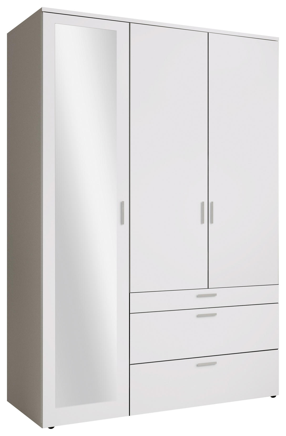 OMARA S KLASIČNIMI VRATI, bela  - bela/barve aluminija, Moderno, umetna masa/steklo (135/195/56cm) - Livetastic
