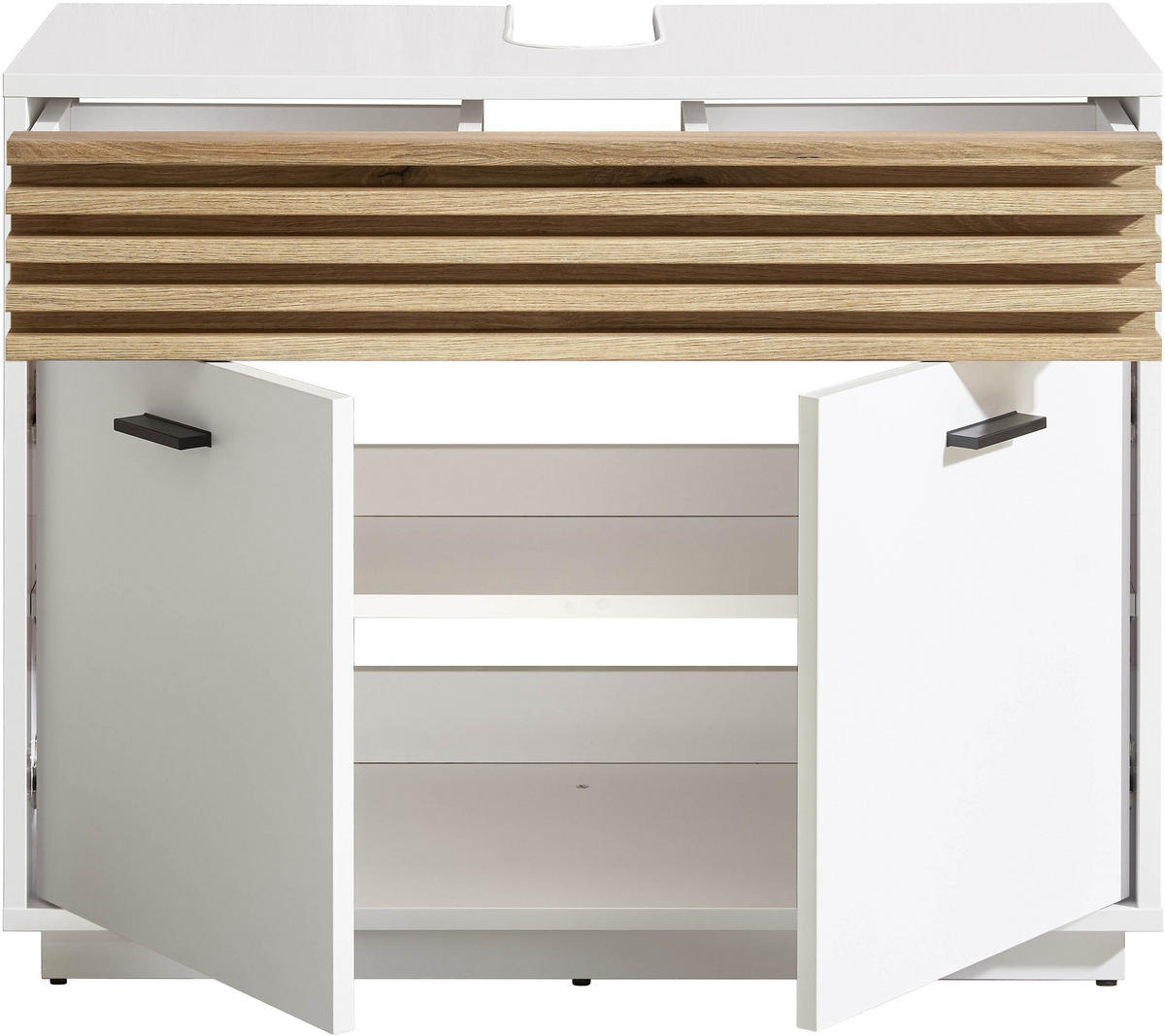 SKŘÍŇKA POD UMYVADLO, bílá - bílá/černá, Konvenční, kompozitní dřevo/plast (80/64/40cm) - Xora