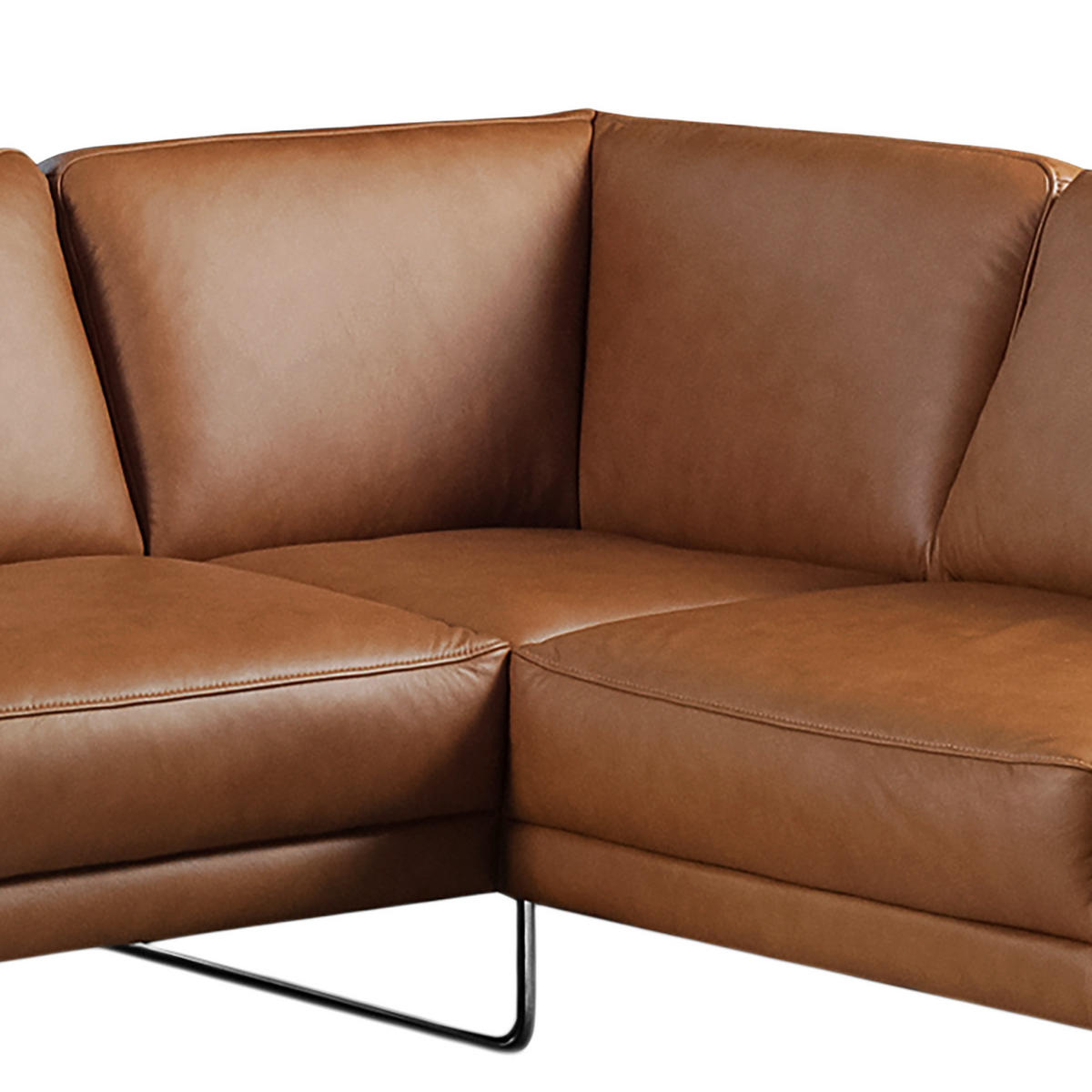ECKSOFA in Echtleder Cognac  273/250 cm  - Chromfarben/Cognac, Design, Leder/Metall (273/250cm) - Livetastic