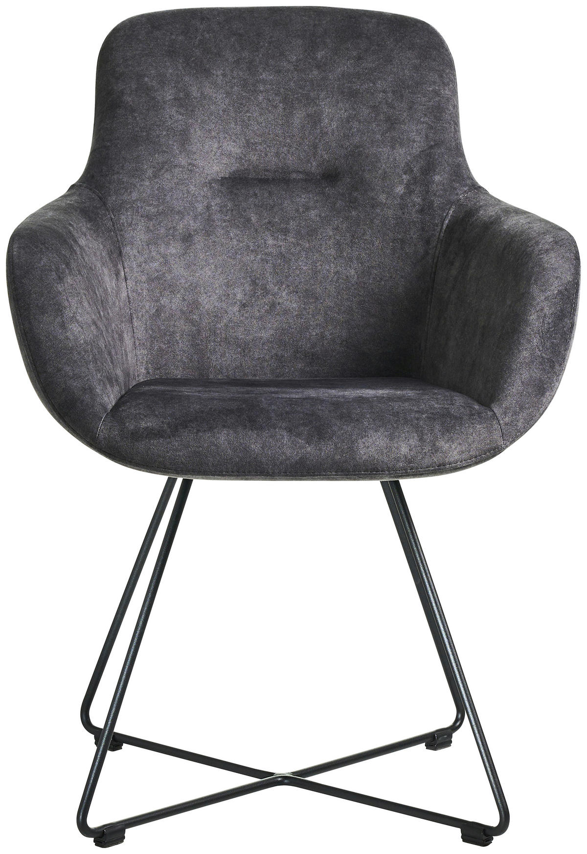 ARMLEHNSTUHL  in Edelstahl Velours  - Schwarz/Grau, Basics, Textil/Metall (62/89/61cm) - Celina Home