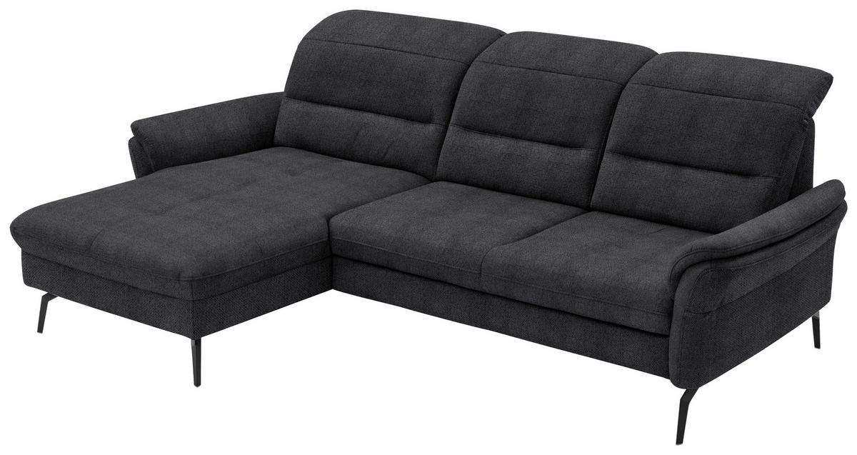 ECKSOFA in Flachgewebe Schwarz  - Schwarz, Konventionell, Textil/Metall (181/260cm) - Beldomo Speed