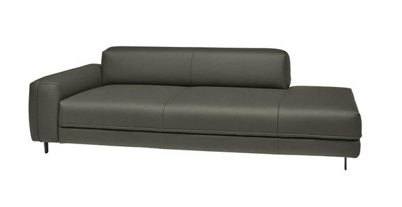 2,5-SITZER  in Echtleder Graubraun   - Anthrazit/Graubraun, Design, Leder/Metall (226/70/109cm) - Johann Jakob