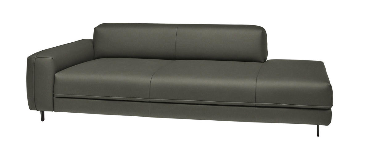 2,5-SITZER  in Echtleder Graubraun   - Anthrazit/Graubraun, Design, Leder/Metall (226/70/109cm) - Johann Jakob