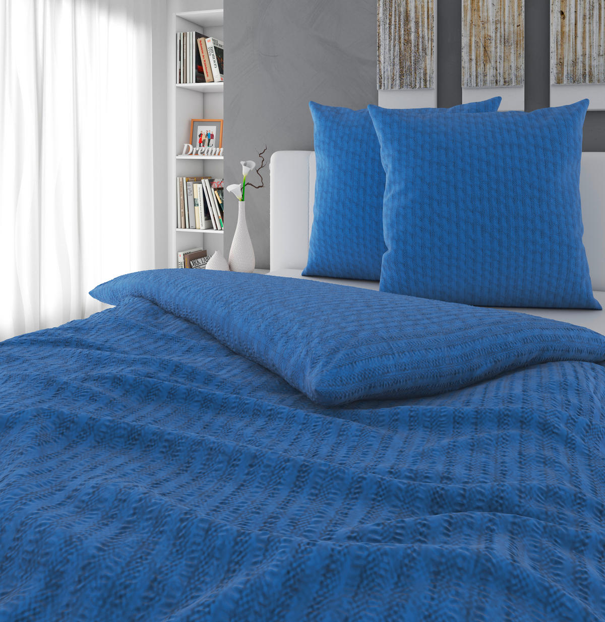 BETTWÄSCHE Seersucker 200/200 cm  - Blau, Textil (200/200cm) - Novel