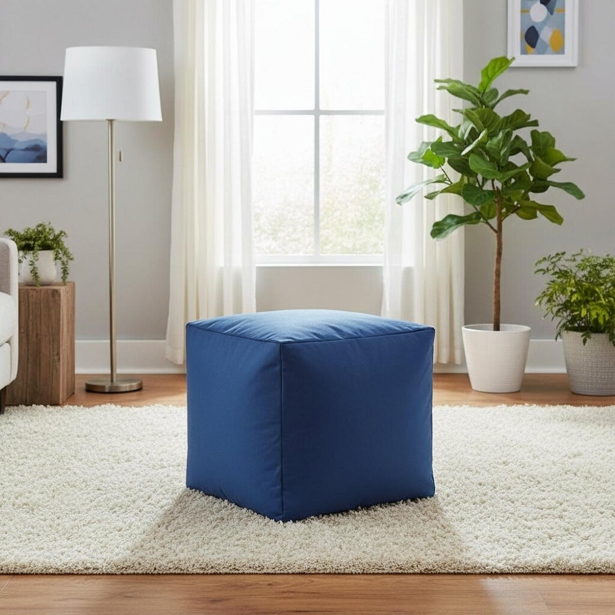 HOCKER Webstoff Blau  - Blau, Design, Textil (40/40/40cm) - Boxxx