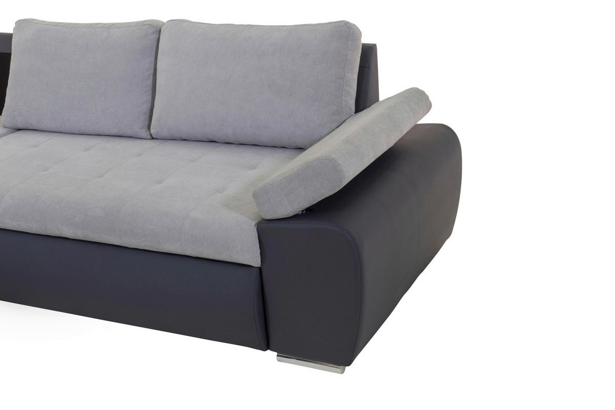 ECKSOFA in Flachgewebe Hellgrau, Dunkelgrau  - Dunkelgrau/Hellgrau, Design, Kunststoff/Textil (175/271cm) - Xora