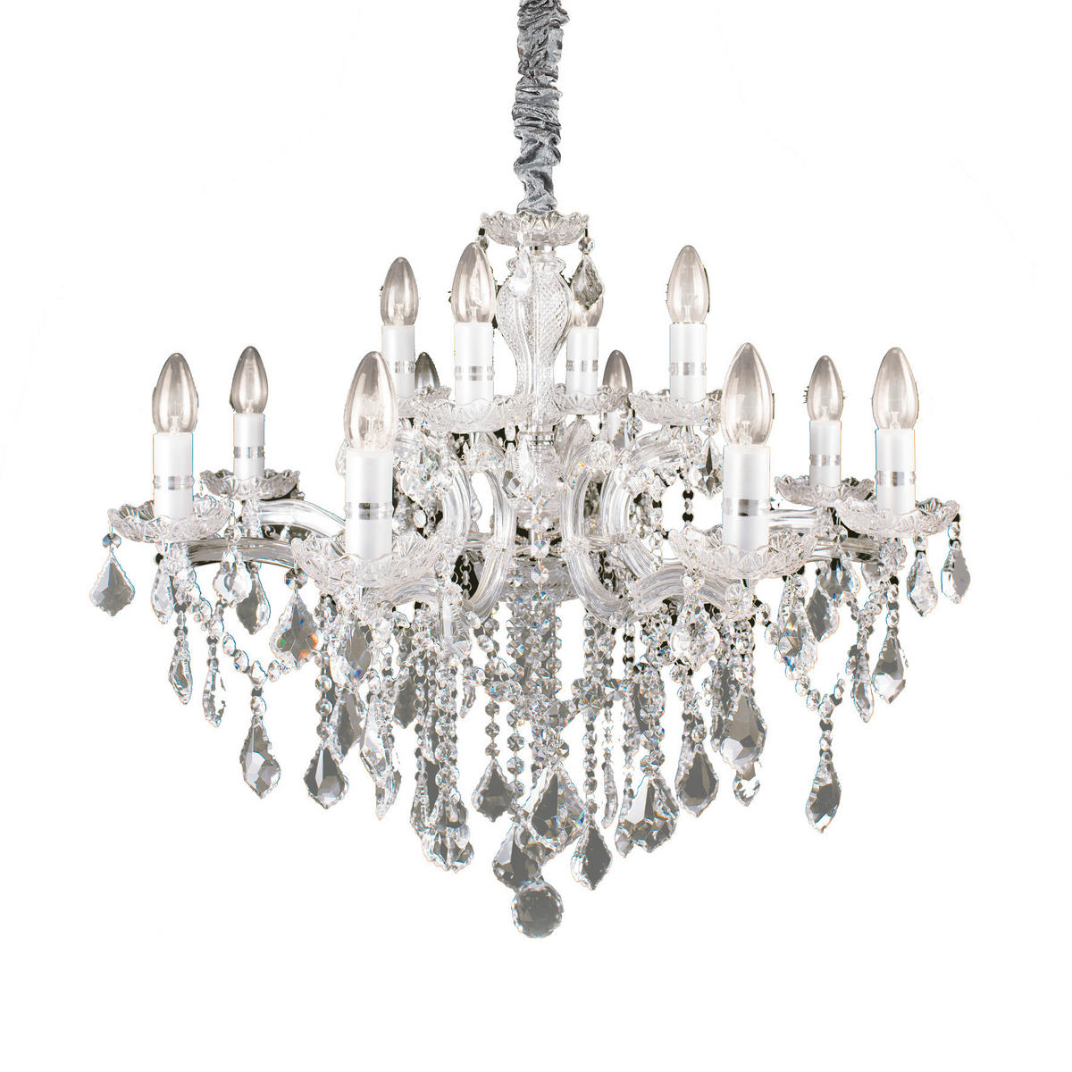 KRONLEUCHTER 72/90-120 cm   - Chromfarben, KONVENTIONELL, Glas/Stein (72/90-120cm) - Ideal Lux