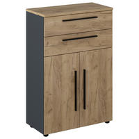 KOMODA, antracitová, dub artisan, 80/120/40 cm - antracitová/dub artisan, Konventionell, kompozitné drevo (80/120/40cm) - Voleo