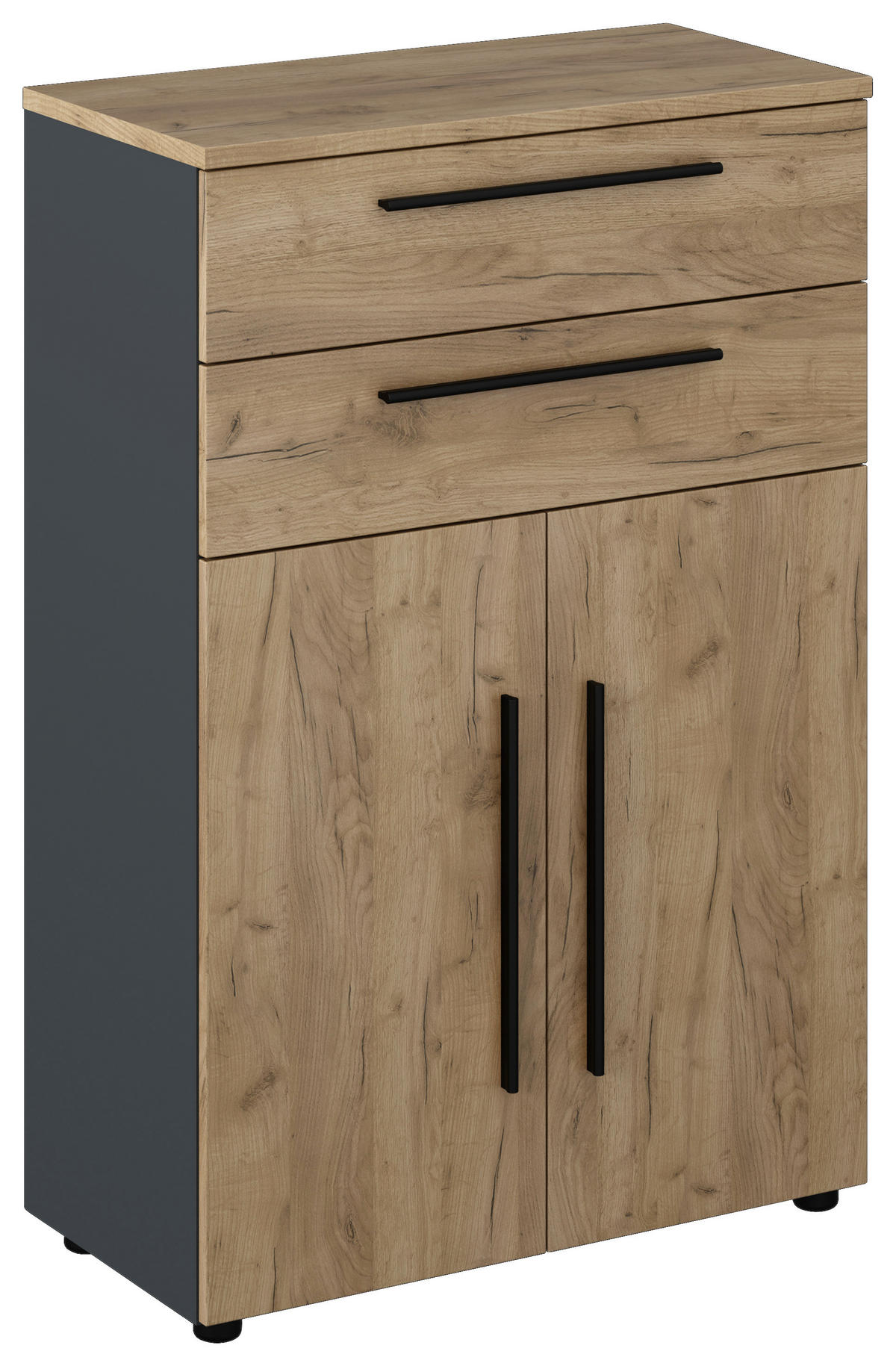 KOMODA, antracitová, dub artisan, 80/120/40 cm - antracitová/dub artisan, Konventionell, kompozitné drevo (80/120/40cm) - Voleo