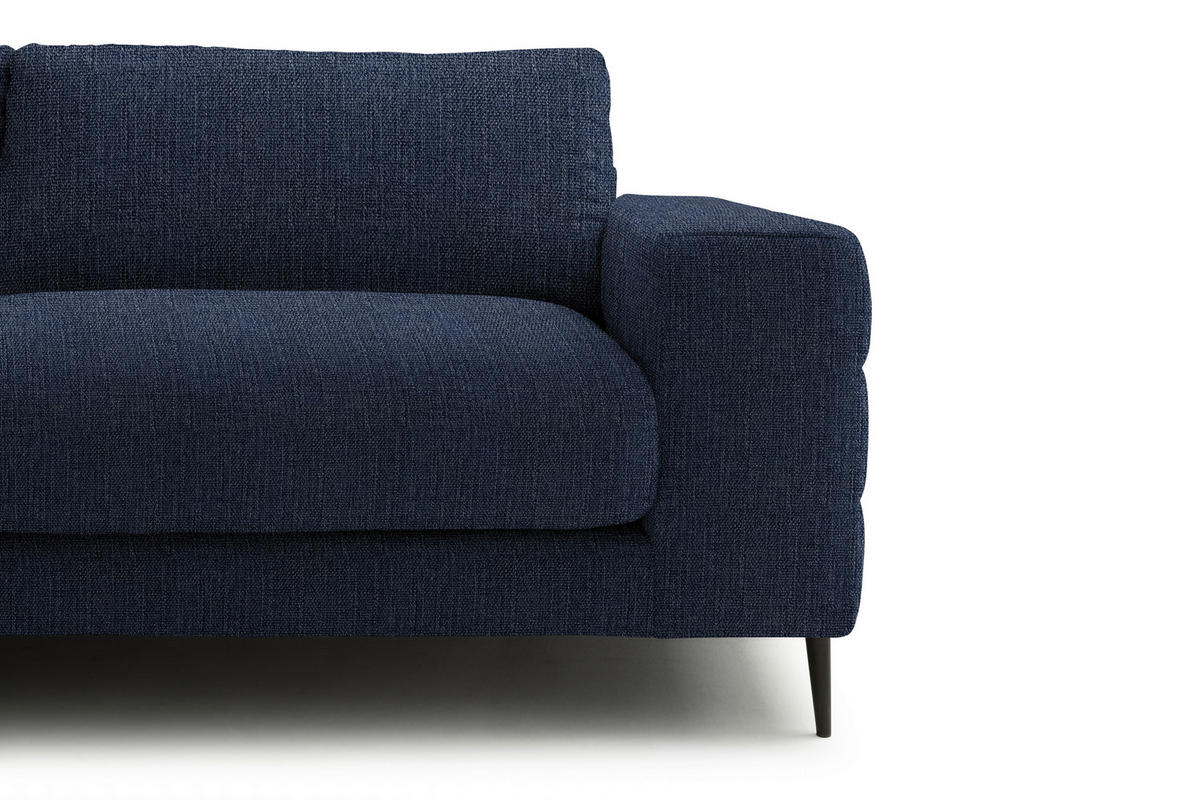 ECKSOFA in Flachgewebe Dunkelblau  177/253 cm  - Schwarz/Dunkelblau, Design, Textil/Metall (177/253cm) - Dieter Knoll