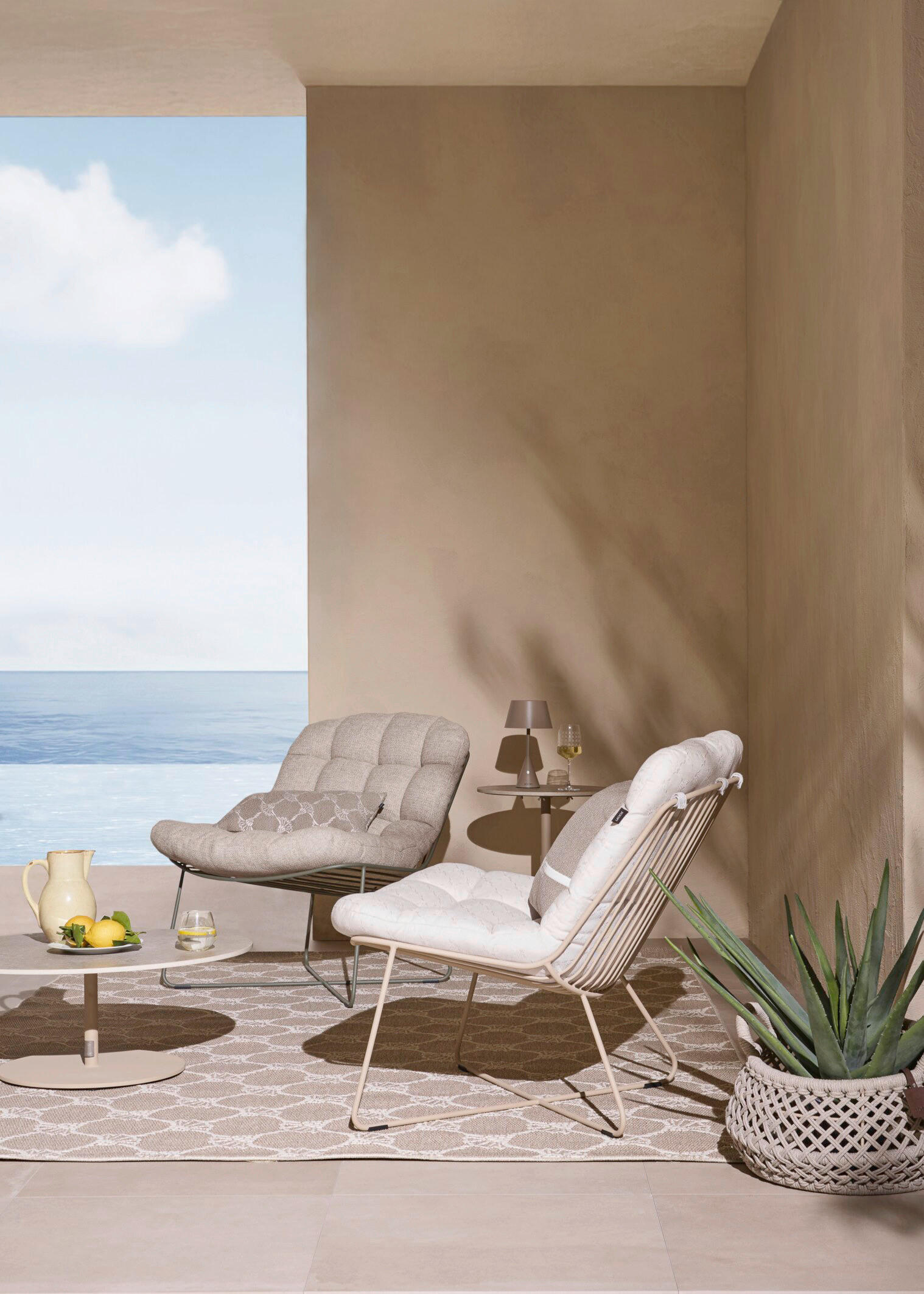 LOUNGESESSEL Creme, Naturfarben Edelstahl  - Creme/Naturfarben, Basics, Textil/Metall (77/83/85cm) - Joop!