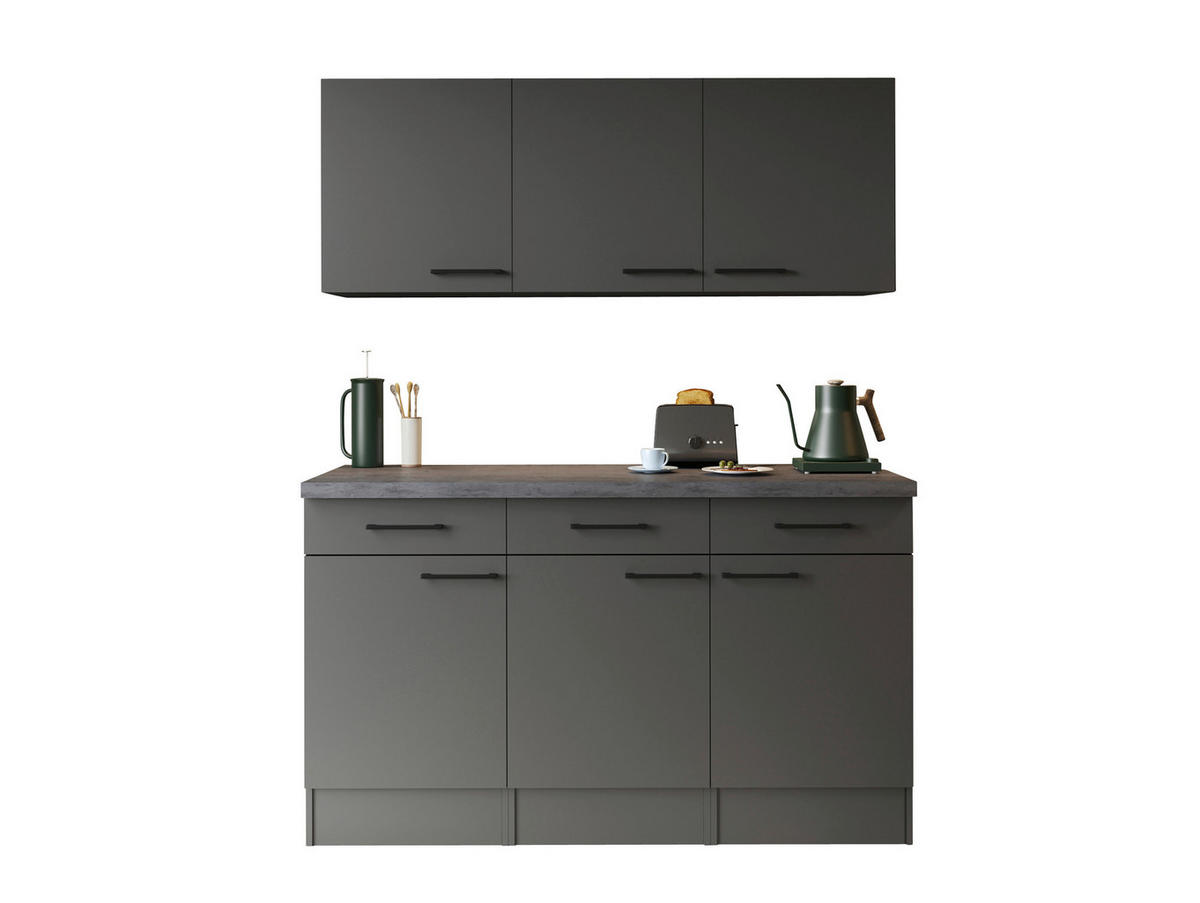 Bufet in gri - negru/gri, Trend, metal/material pe bază de lemn (150/200/60cm) - Respekta
