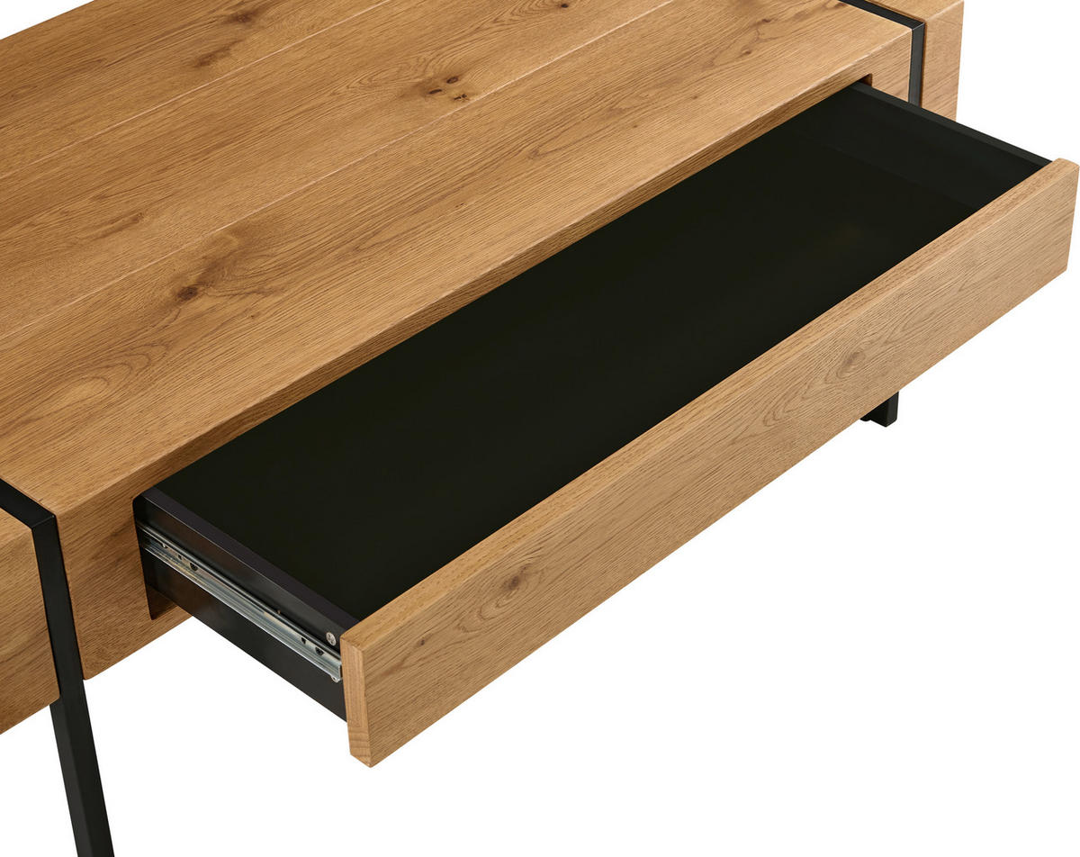 KONFERENČNÝ STOLÍK, čierna, farba duba, drevo, kov, kompozitné drevo, 110/59,4/45 cm - čierna/farba duba, Design, kov/drevo (110/59,4/45cm) - Carryhome