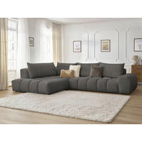 ECKSOFA Ottomane links  EVEREST Dunkelgrau Struktur  - Dunkelgrau/Schwarz, MODERN, Kunststoff/Textil (210/352cm)