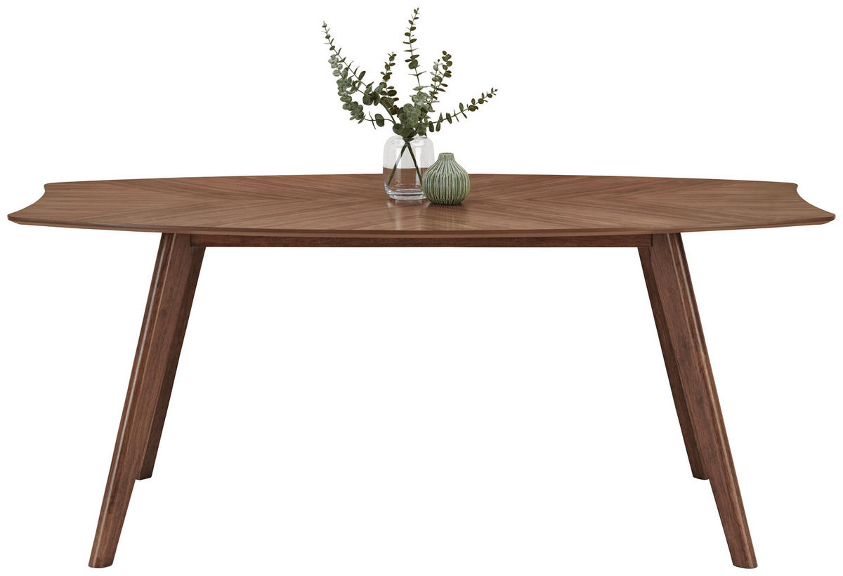 ESSTISCH Kautschukholz furniert formgebogen Walnussfarben  - Walnussfarben, LIFESTYLE, Holz/Holzwerkstoff (180/90/75cm) - Livetastic