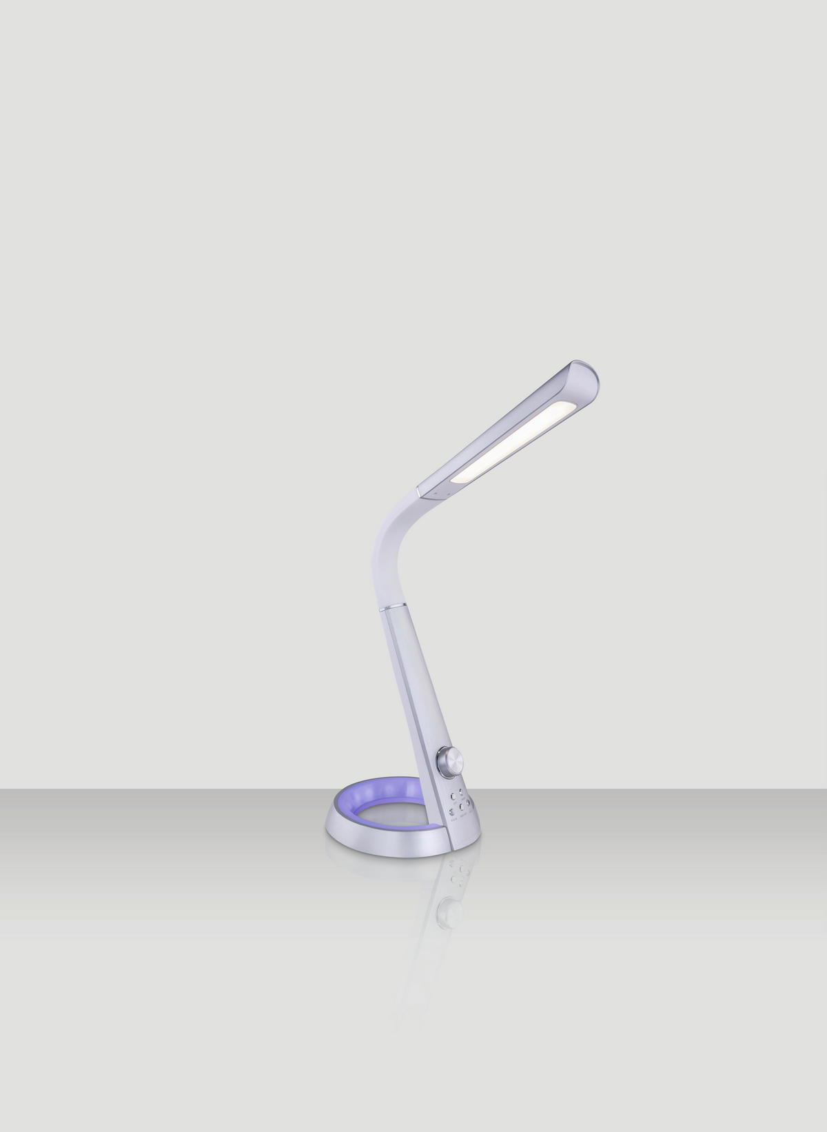 LED ÍRÓASZTALI LÁMPA - ezüstszínű/fehér, Design, műanyag (34,3/18,3/64cm) - Novel