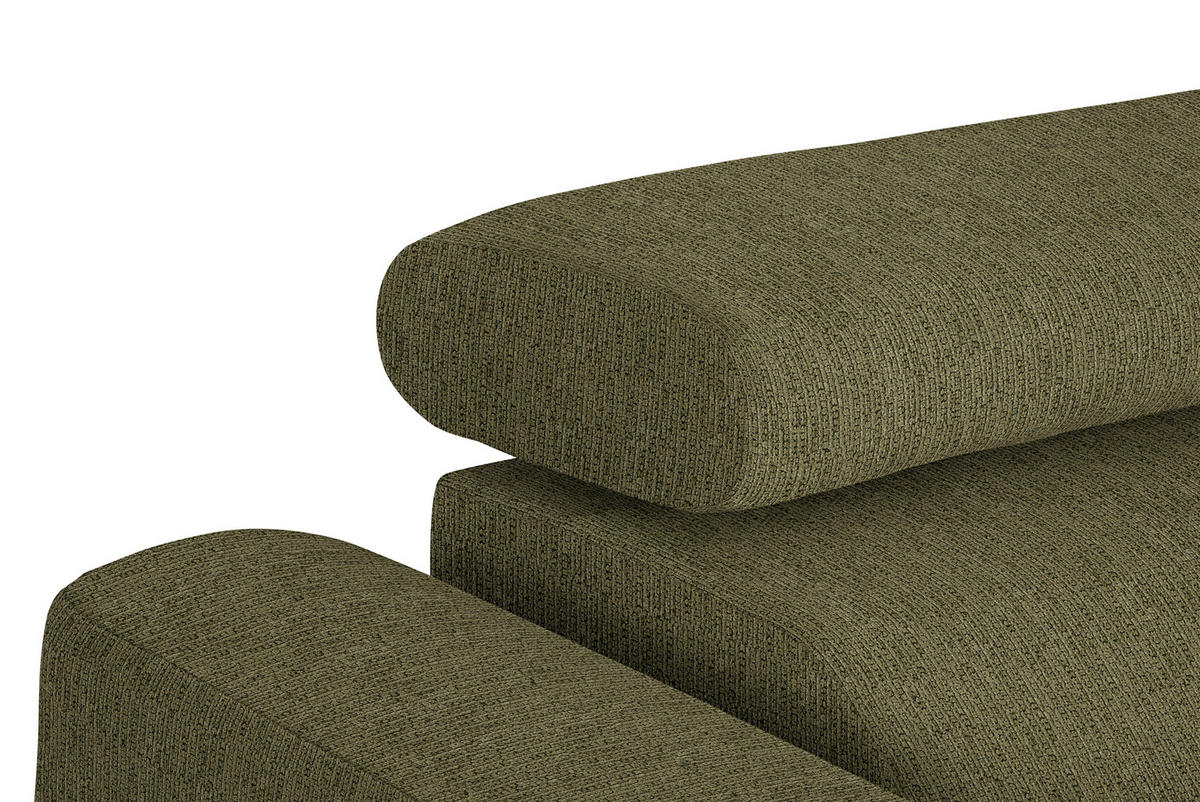 ECKSOFA in Webstoff Olivgrün  - Schwarz/Olivgrün, Design, Textil/Metall (280/205cm) - MID.YOU