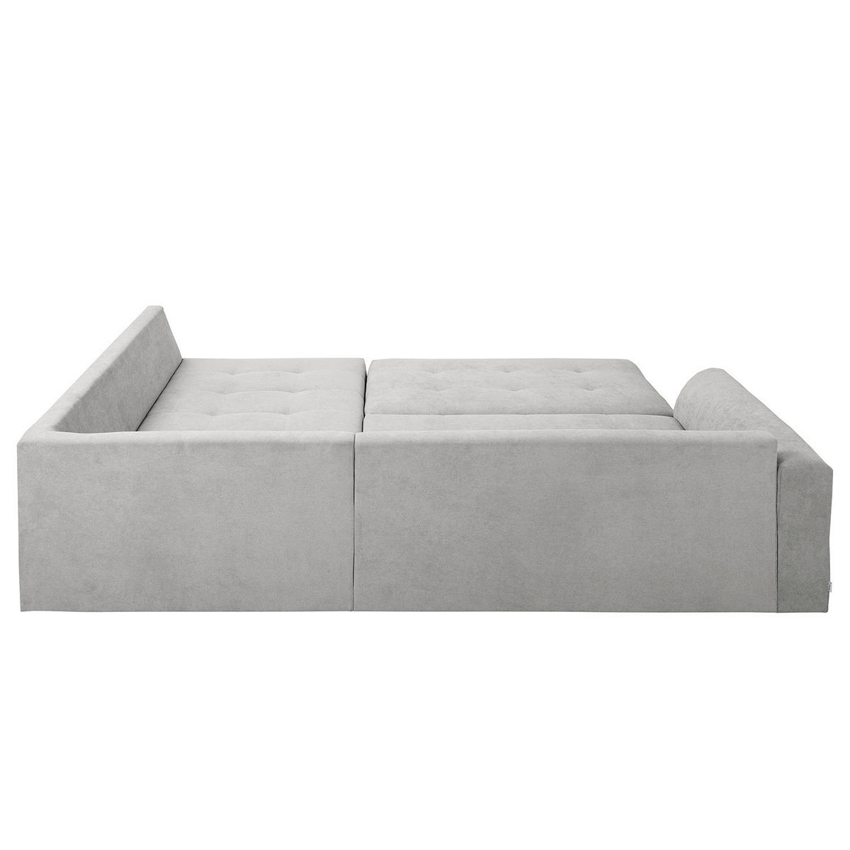 ECKSOFA inkl. Hocker Ariella Hellgrau Mikrofaser  - Hellgrau/Naturfarben, Design, Holz/Textil (161/231cm) - Livetastic