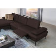 ECKSOFA in Echtleder Braun  - Schwarz/Braun, Design, Leder/Metall (157/325cm) - Dieter Knoll