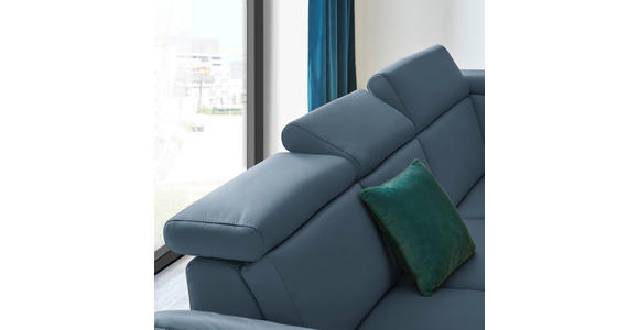 ECKSOFA in Echtleder Blau  - Blau/Schwarz, Design, Leder/Metall (285/239cm) - Cantus