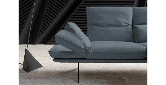 ECKSOFA in Echtleder Blau  - Blau/Schwarz, Design, Leder/Metall (210/130cm) - Dieter Knoll