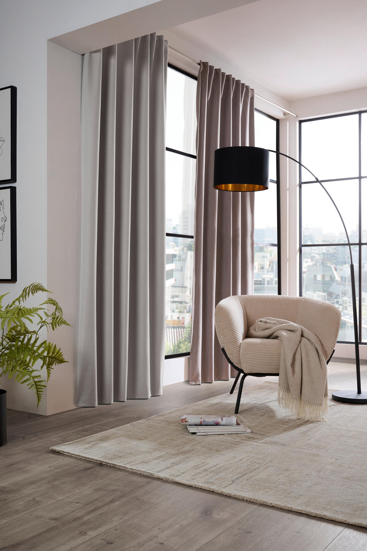 FERTIGVORHANG PINNA black-out (lichtundurchlässig) 140/245 cm   - Hellbraun, Basics, Textil (140/245cm) - Esposa