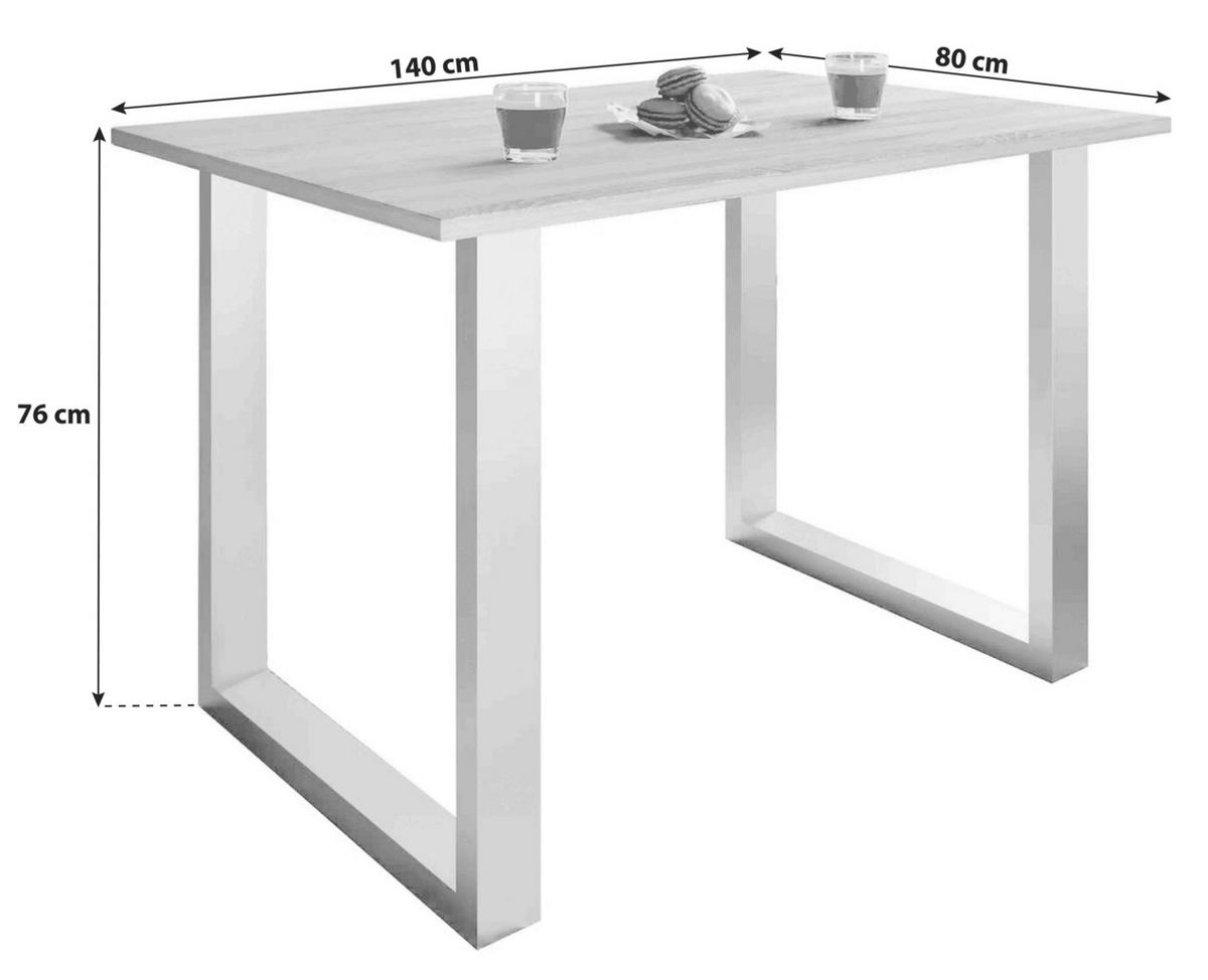 ESSTISCH in Holzwerkstoff   - Silberfarben/Weiß, Basics, Holzwerkstoff (140/80/76cm) - MID.YOU