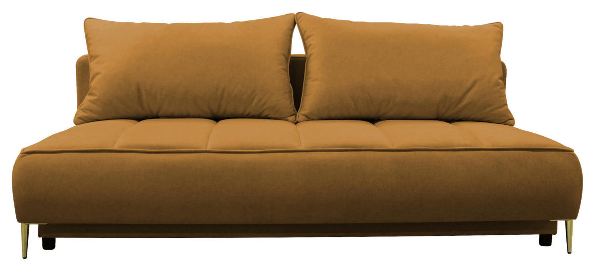 SCHLAFSOFA  mit Liegefunktion Velours Rostfarben  - Rostfarben/Goldfarben, Design, Textil/Metall (200/90/97cm) - MID.YOU