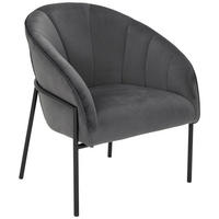 SESSEL in Samt Grau  - Schwarz/Grau, Design, Textil/Metall (71/84/69cm) - Livetastic