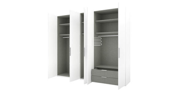 DREHTÜRENSCHRANK 250/223/62 cm 5-türig Weiß  - Weiß/Grau, KONVENTIONELL, Holzwerkstoff/Metall (250/223/62cm) - Novel